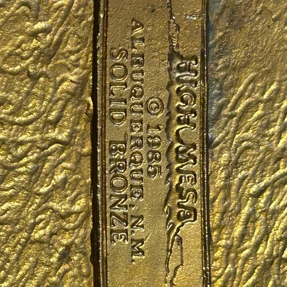 High Mesa Texas 1985 solid bronze belt buckle